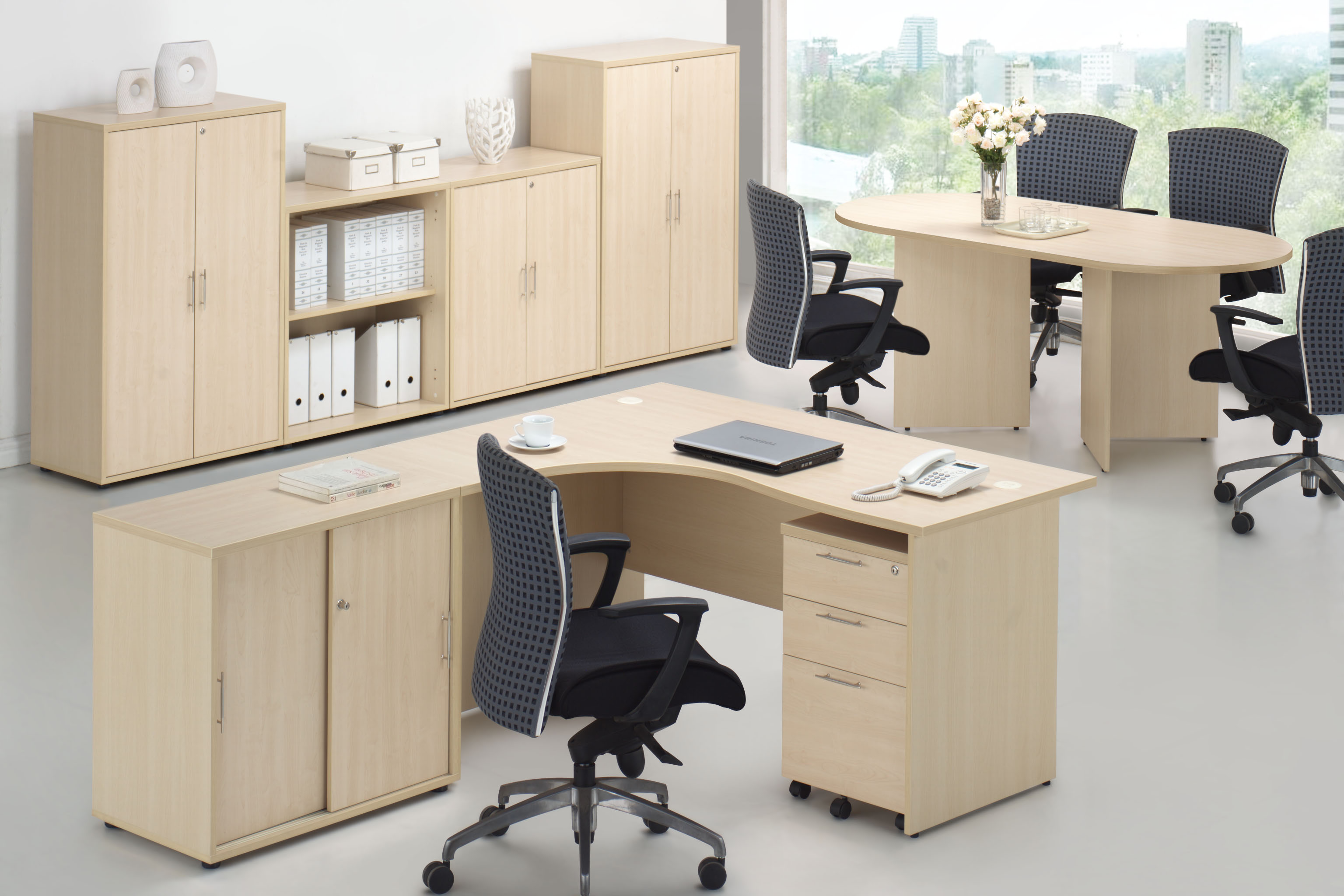 Maple wood color office furniture